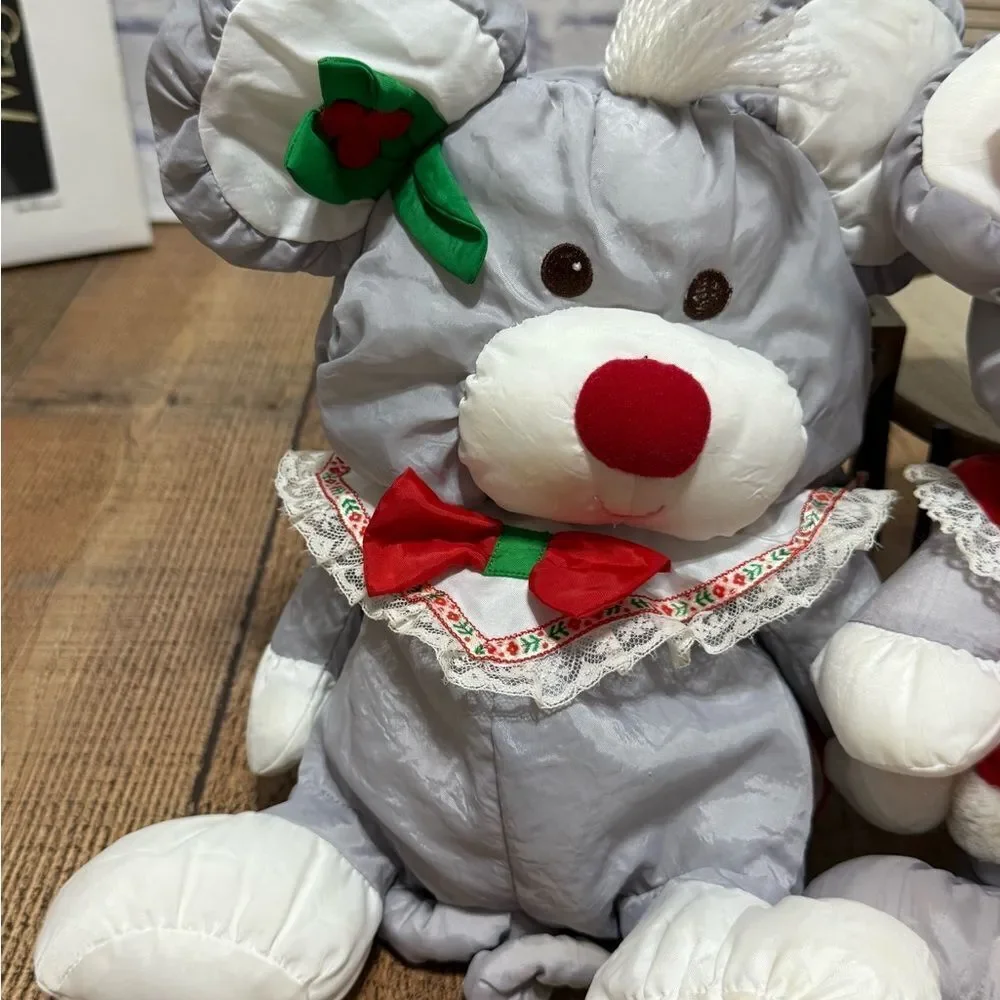 VINTAGE SET OF 3 1987/88 FISHER PRICE PUFFALUMPS PLUSH CHRISTMAS MICE 14